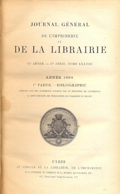 Journal general de l'imprimerie et de la librairie.