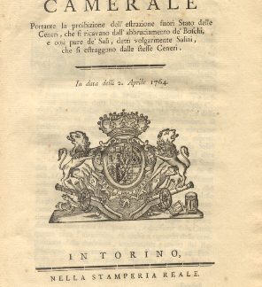 Manifesto Camerale circa la proibizione dell'estarzione fuori Stato delle Ceneri....2 aprile 1764.