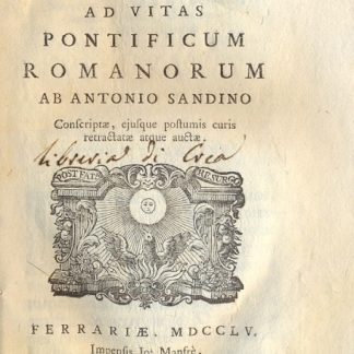 Disputationes Historicae ad Vitas Pontificum Romanorum, Conferiptae, ejusque postumis curis retractate atque auctae.