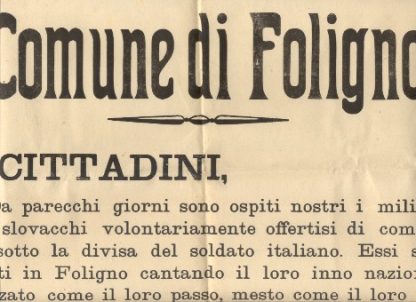 Comune di Foglino. Cittadini, da parecchi giorni sono ospiti nostri i militari czeco slovacchi volontariamente offertisi....