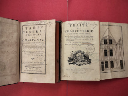 Traité de Charpenterie et des Bois de Toutes Espèces: avec un Tarif Général des Bois de Toutes Sortes de Longeurs & Grosseurs, dans un Goût Nouveau, & un Dictionnaire des Termes de la Charpenterie +2° volume Tarif general des bois de charpente.